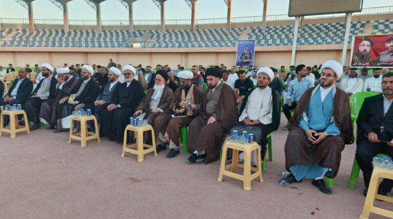 برگزاری نخستین سالگرد شهادت سید حسن نصرالله و سید هاشم صفی‌الدین در استان بابل عراق + تصاویر